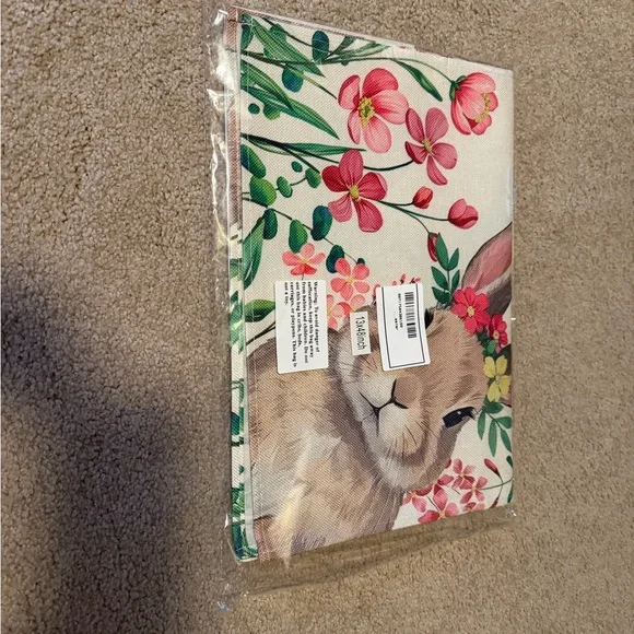 Easter Bunny Table Runner with Floral Design 13 inches x 48 inches. - Picture 2 of 2